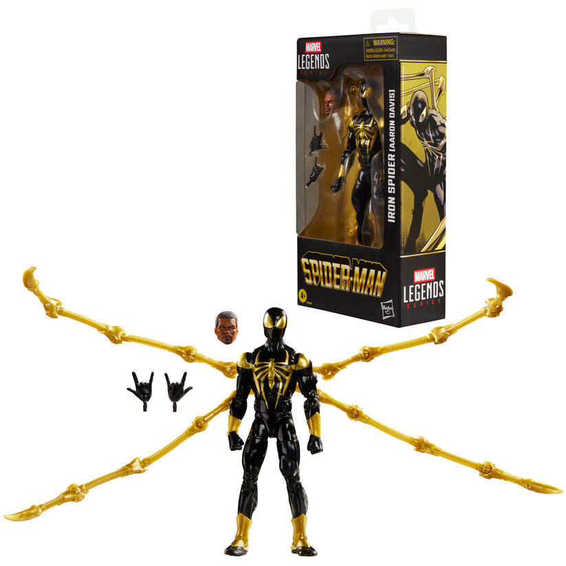Figura Marvel Legends Iron Spider Aaron Davis con traje negro y dorado - 2