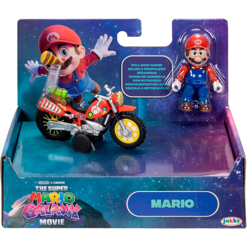 Figura de Mario con vehículo rojo de retroceso