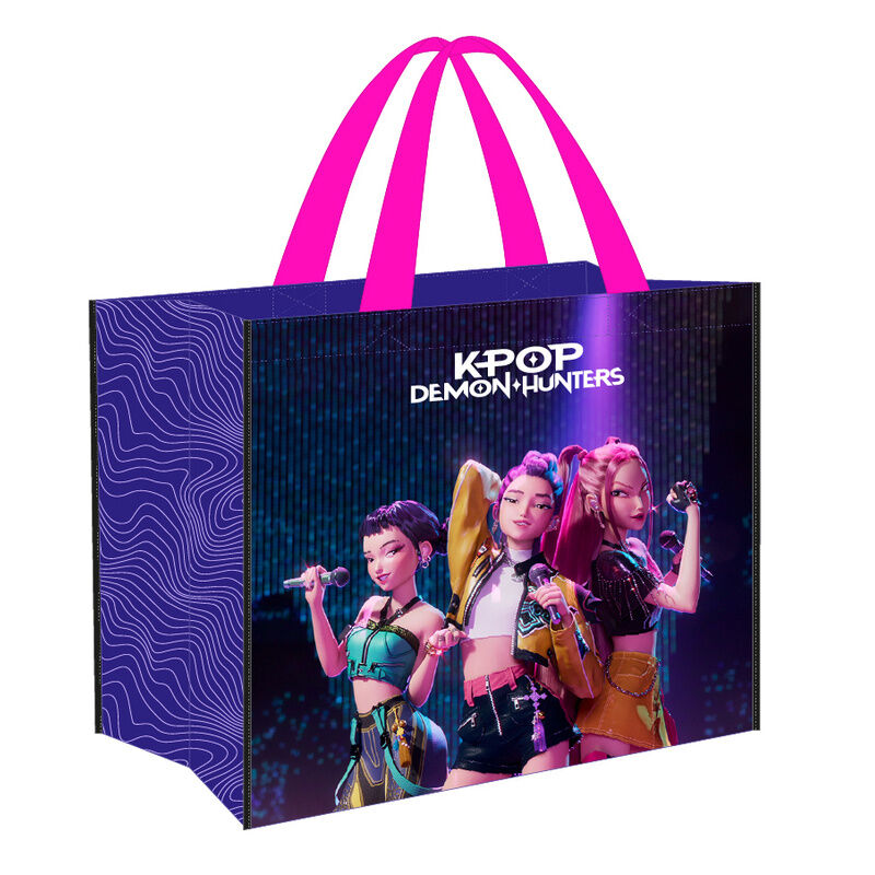 Bolsa shopping SAFTA KPop Demon Hunters con asas fucsias