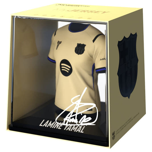 Figura mini de la camiseta de Lamine Yamal del FC Barcelona en estuche
