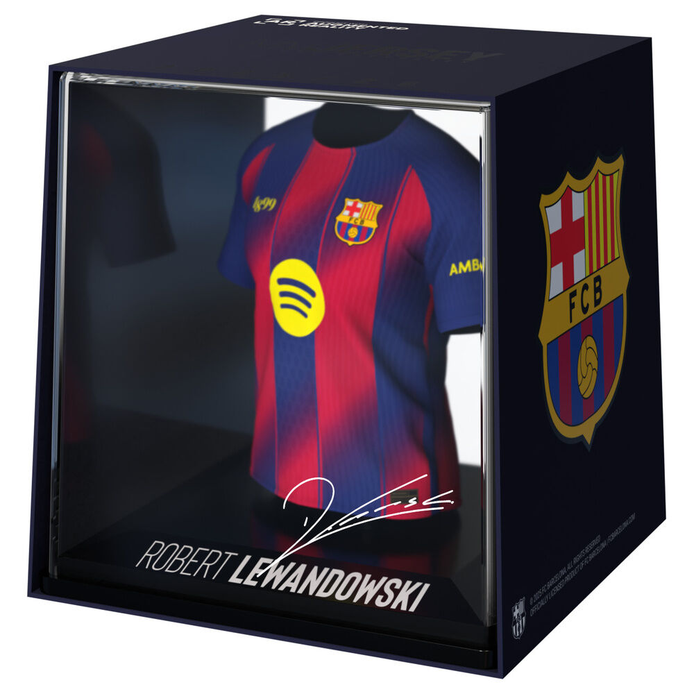 Figura mini de la camiseta de Lewandowski del FC Barcelona en estuche