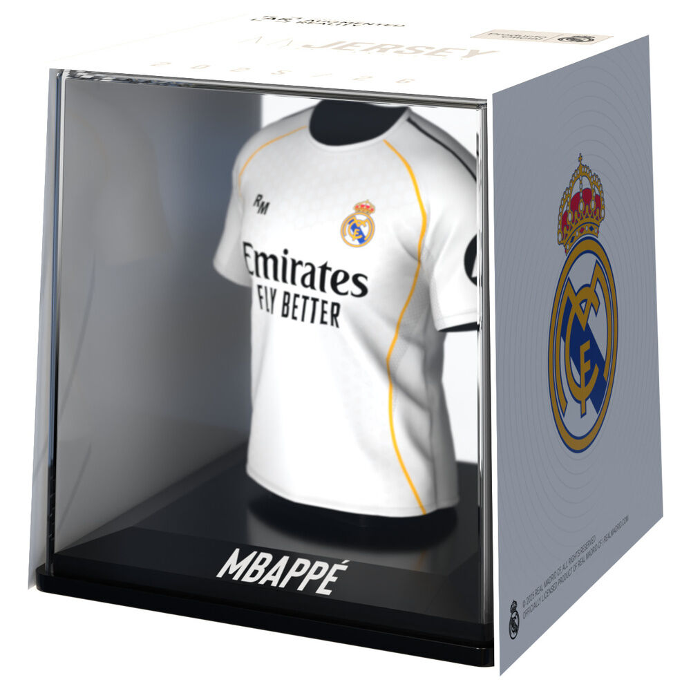 Figura mini de la camiseta de Mbappé del Real Madrid en estuche