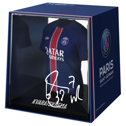 Figura mini camiseta de Kvaratskhelia del PSG en estuche