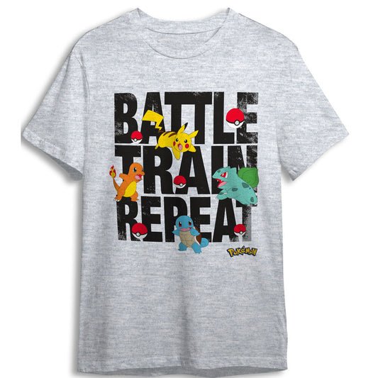 Camiseta infantil gris de Pokémon con Pikachu y otros Pokémon