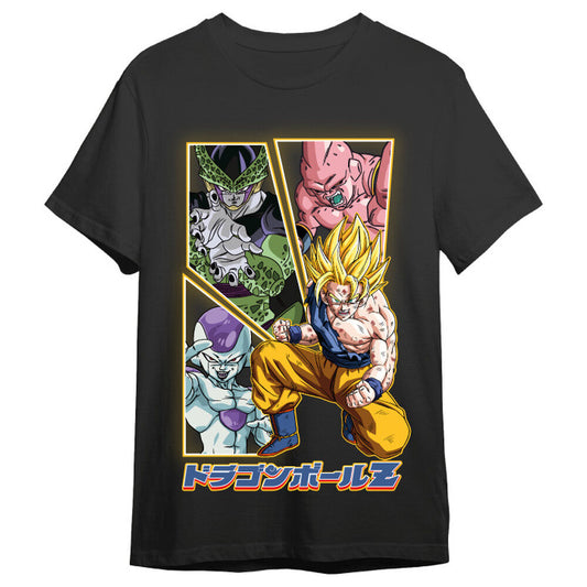 Camiseta negra Dragon Ball Z con Goku y villanos - 4