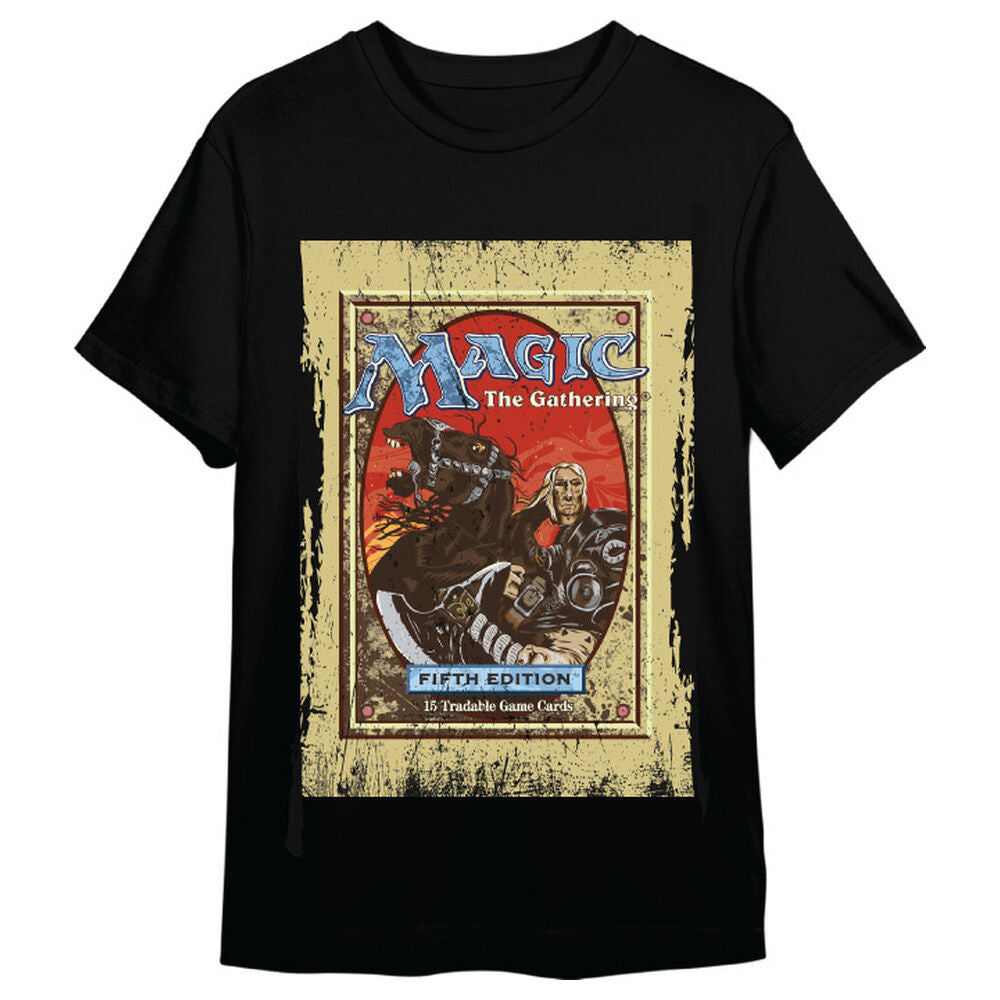 Camiseta negra Black Knight de Magic: The Gathering con estampado frontal - 5