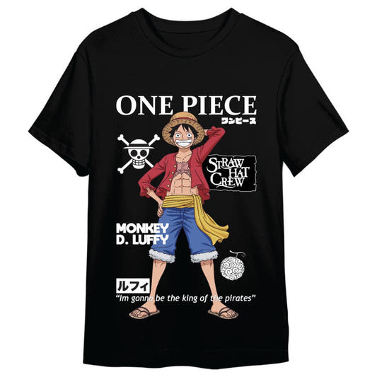 Camiseta negra de One Piece con Monkey D. Luffy