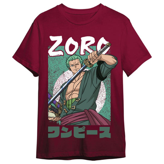 Camiseta burdeos de Roronoa Zoro de One Piece - 2