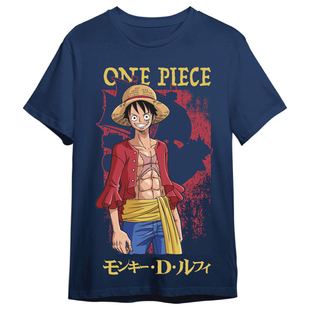 Camiseta azul marino de One Piece con Monkey D. Luffy - 3