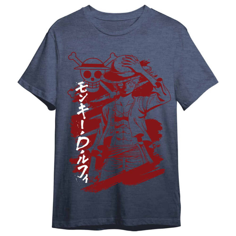Camiseta azul oscura de Monkey D. Luffy de One Piece