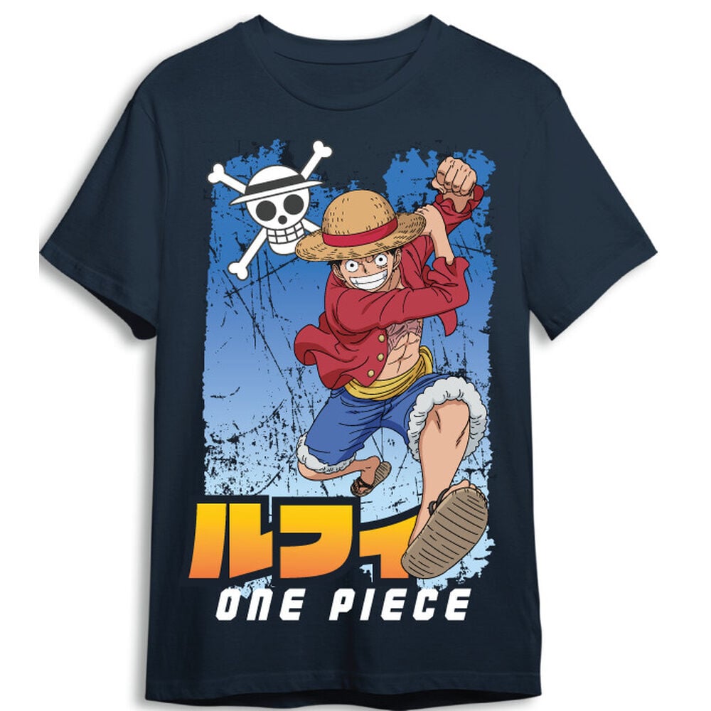 Camiseta azul marino de One Piece con Monkey D. Luffy - 3