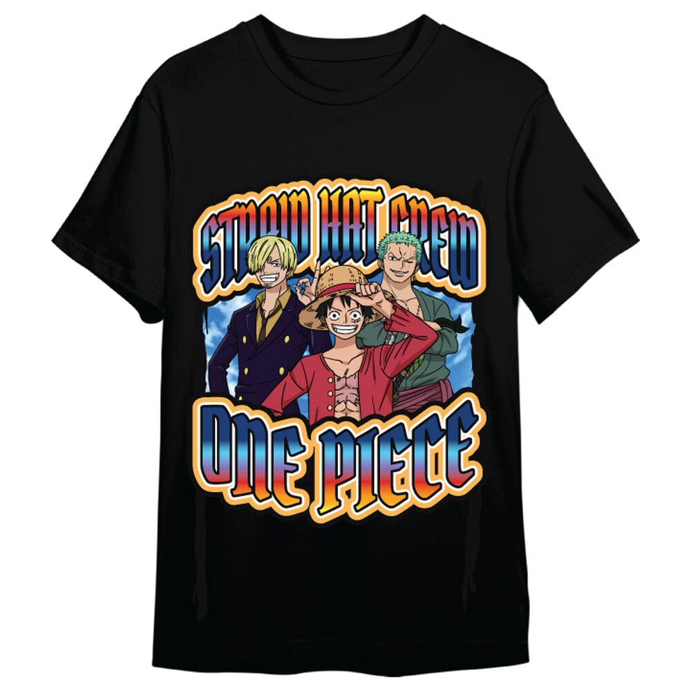 Camiseta negra de One Piece con Luffy, Zoro y Sanji - 2