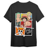 Camiseta negra de One Piece Straw Hat Crew con Luffy, Zoro y Sanji