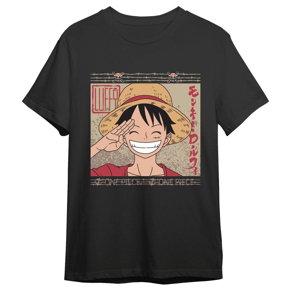 Camiseta negra de One Piece con Monkey D. Luffy