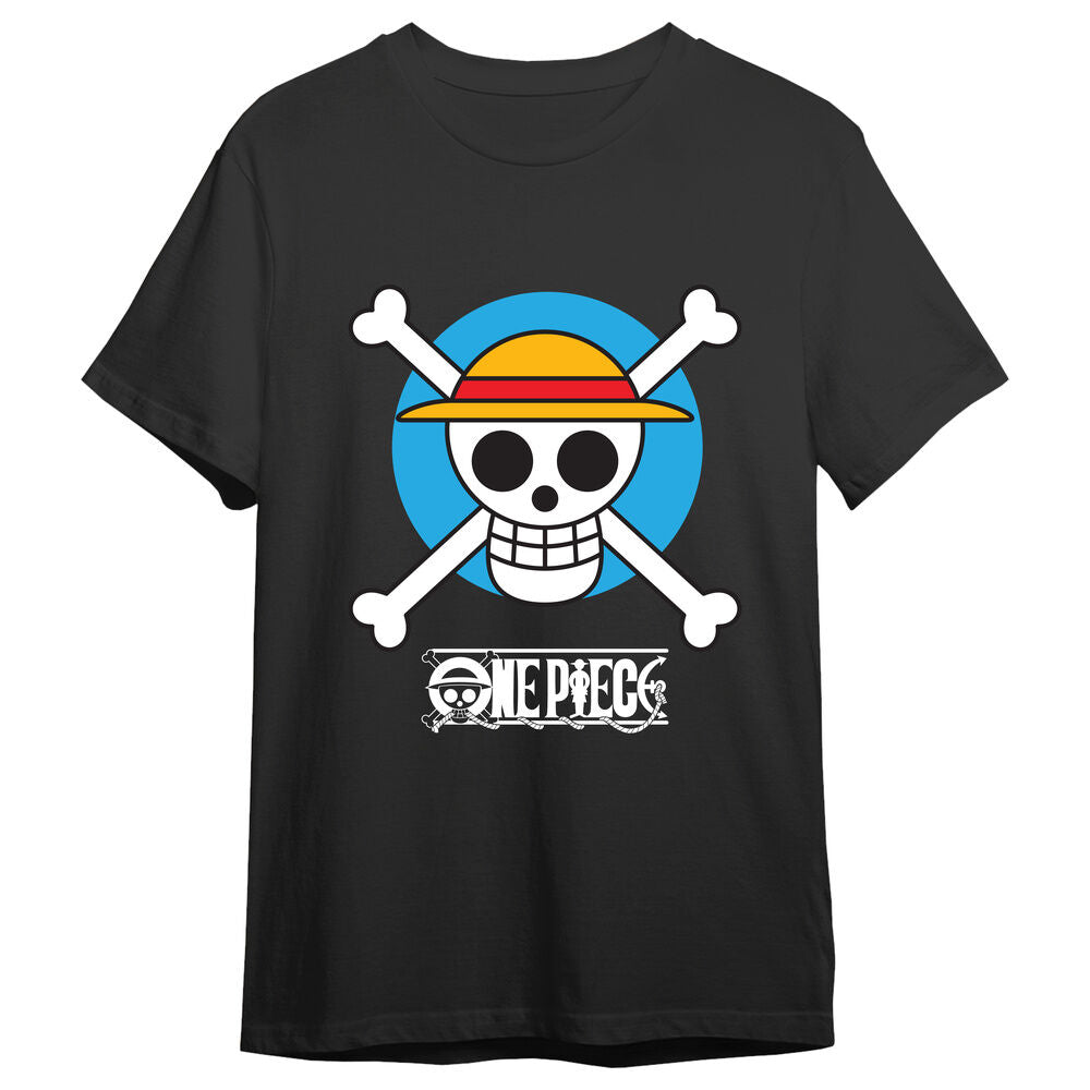 Camiseta negra One Piece con calavera y sombrero de paja - 2