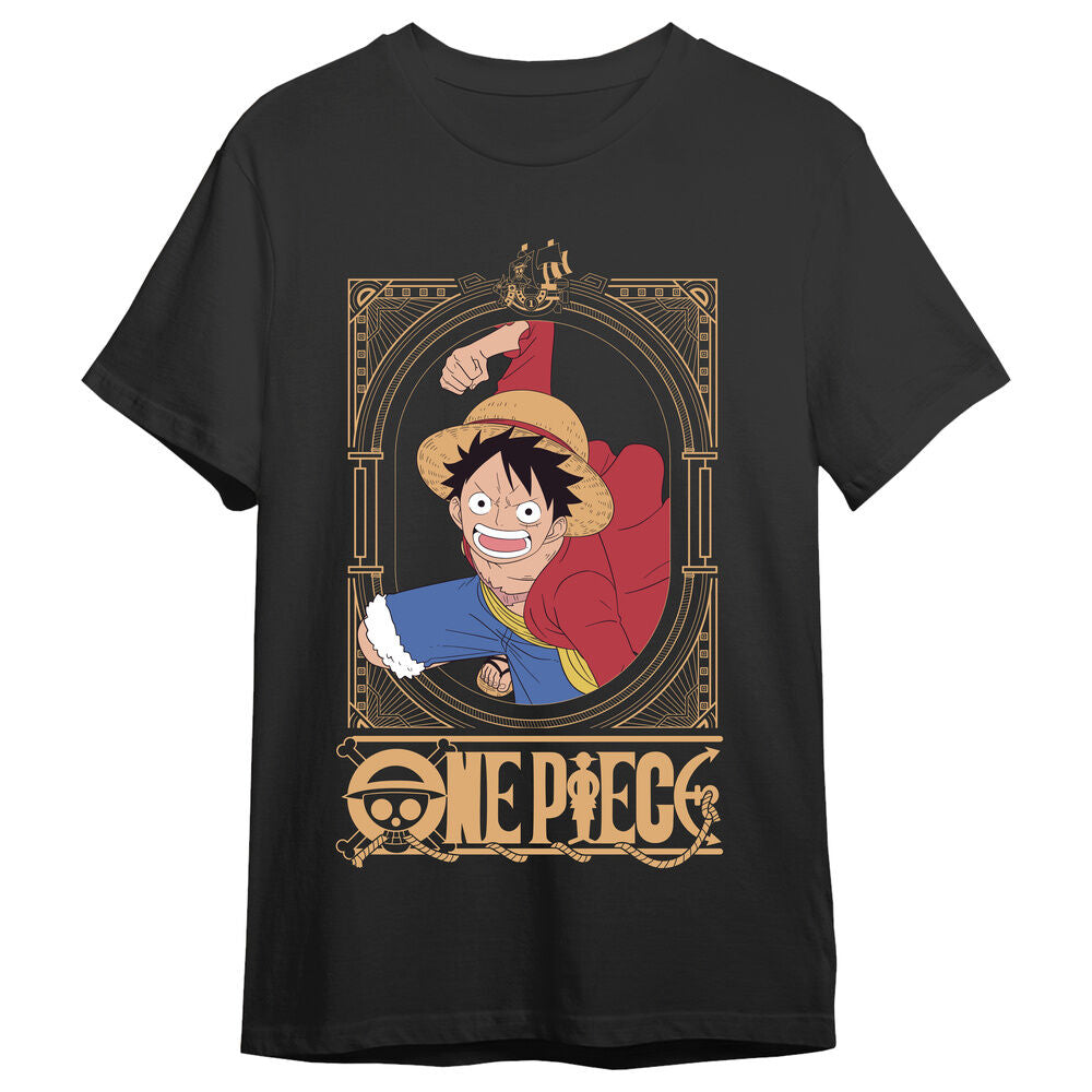 Camiseta negra de One Piece con Monkey D. Luffy