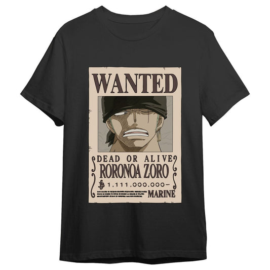 Camiseta negra de One Piece con estampado Wanted de Roronoa Zoro - 2