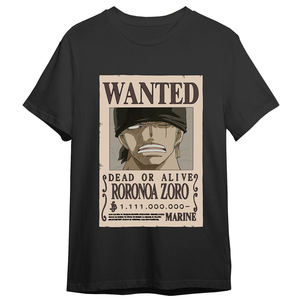 Camiseta negra de One Piece con estampado Wanted de Roronoa Zoro - 4