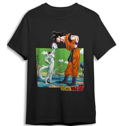 Camiseta negra Dragon Ball Z con Goku frente a Frieza