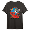 Camiseta negra de Tom y Jerry con diseño frontal a color