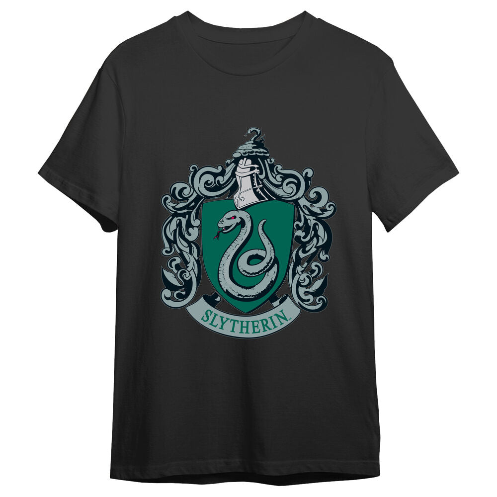 Camiseta negra de Slytherin Harry Potter con escudo y serpiente - 2