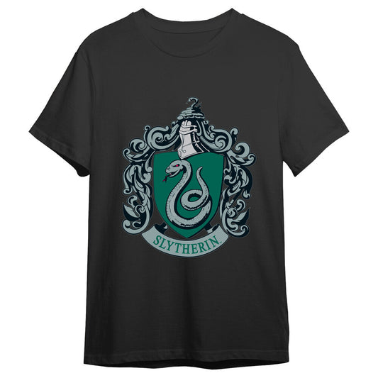 Camiseta negra de Slytherin Harry Potter con escudo y serpiente - 2