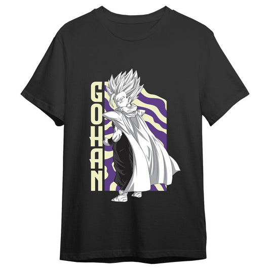 Camiseta negra de Gohan de Dragon Ball Z con estampado frontal - 5
