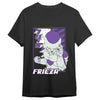 Camiseta negra de Frieza de Dragon Ball Super con diseño frontal en blanco y morado