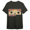 Camiseta negra de One Piece con ojos de Chopper y texto japonés