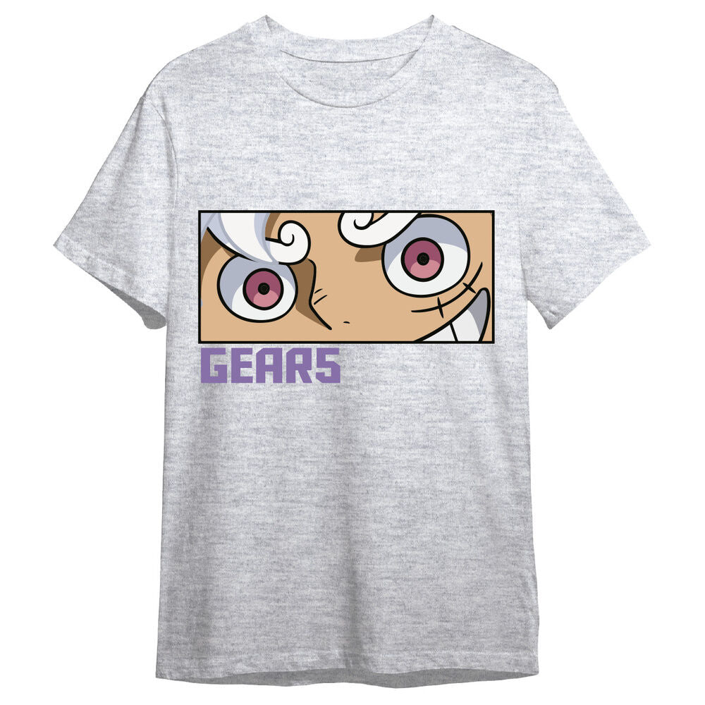 Camiseta gris One Piece Gear 5 Eyes con estampado frontal - 4
