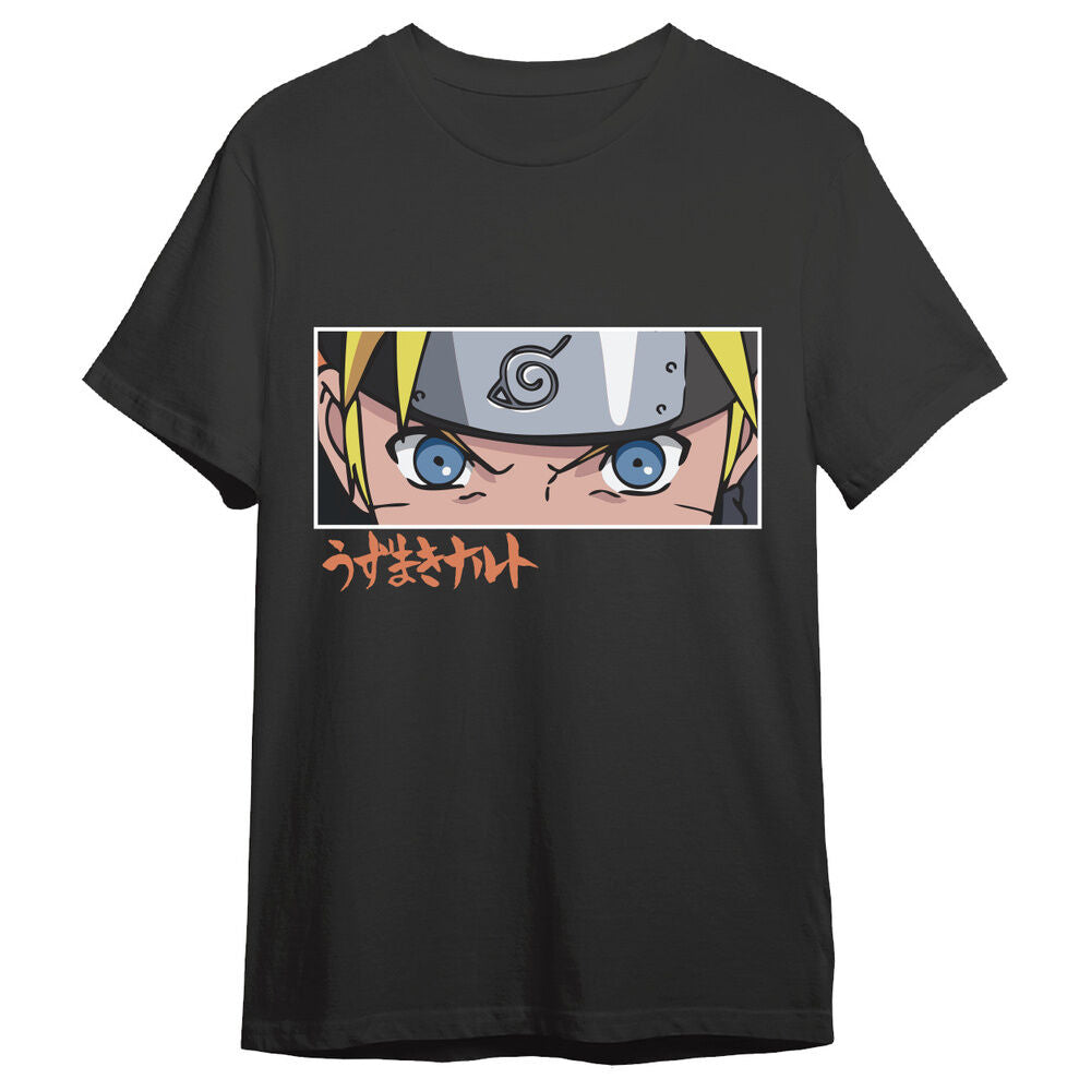 Camiseta negra Naruto Shippuden Eyes con Naruto Uzumaki