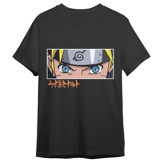 Camiseta negra Naruto Shippuden Eyes con Naruto Uzumaki