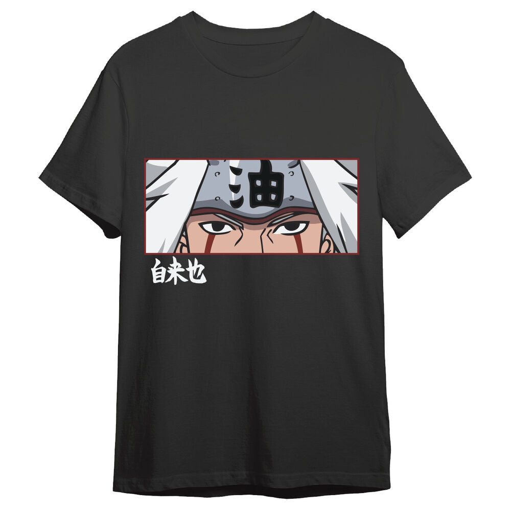 Camiseta negra de Jiraiya de Naruto Shippuden con estampado frontal - 2
