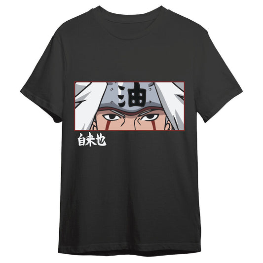Camiseta negra de Jiraiya de Naruto Shippuden con estampado frontal - 3