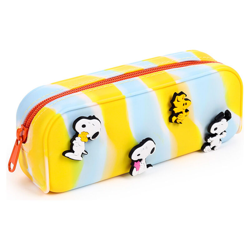 Estuche Peanuts de Snoopy y Woodstock en amarillo y azul claro