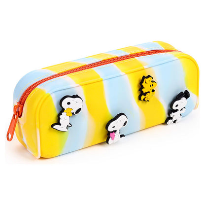 Estuche Peanuts de Snoopy y Woodstock en amarillo y azul claro