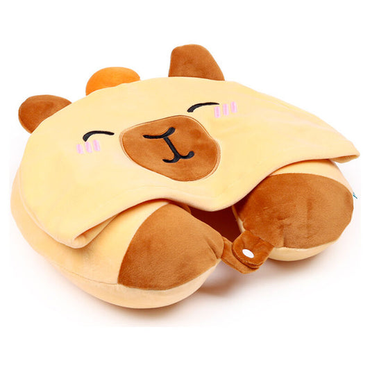 Almohada de viaje con capucha y diseño de capibara