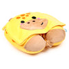Almohada de viaje amarilla con capucha de jirafa Raffi