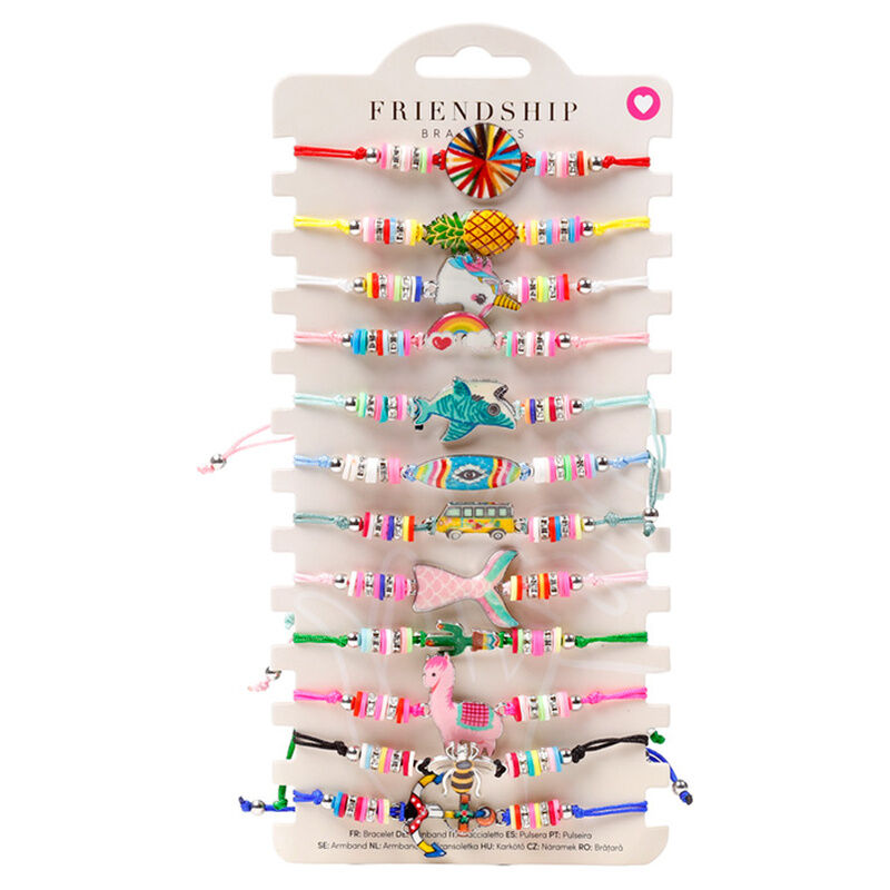 Pulseras boho de playa PUCKATOR con personajes y motivos coloridos surtidos