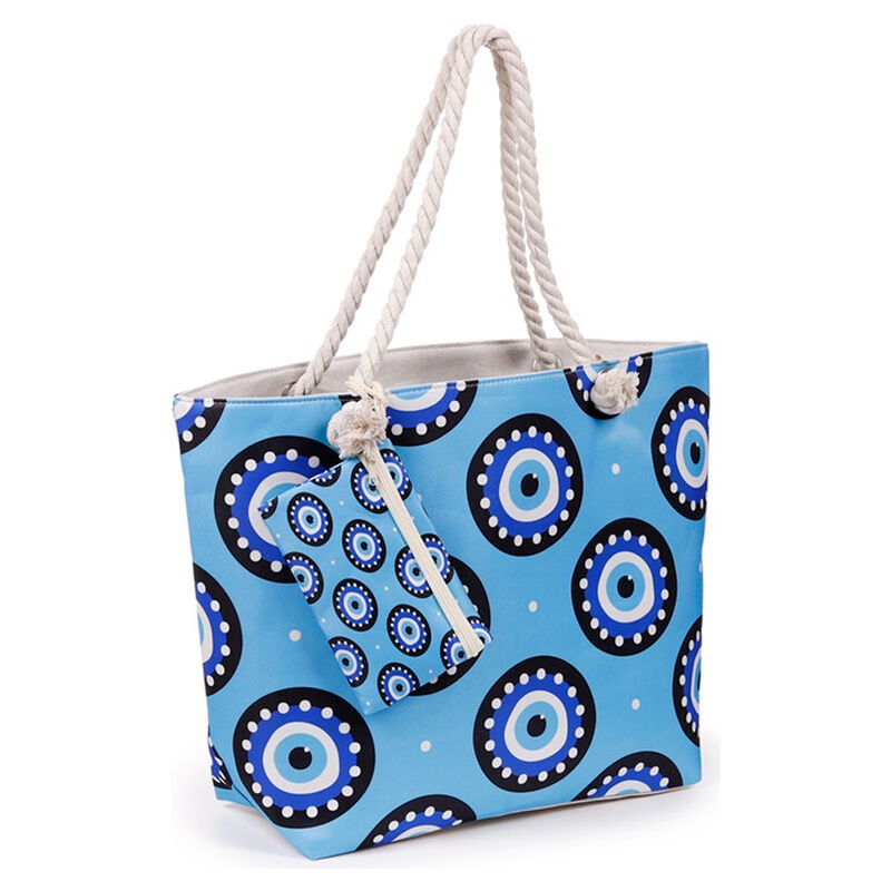 Bolsa de playa azul PUCKATOR con estampado de ojo turco y neceser