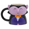 Taza Drácula Spooky morada con capa negra y pajarita naranja