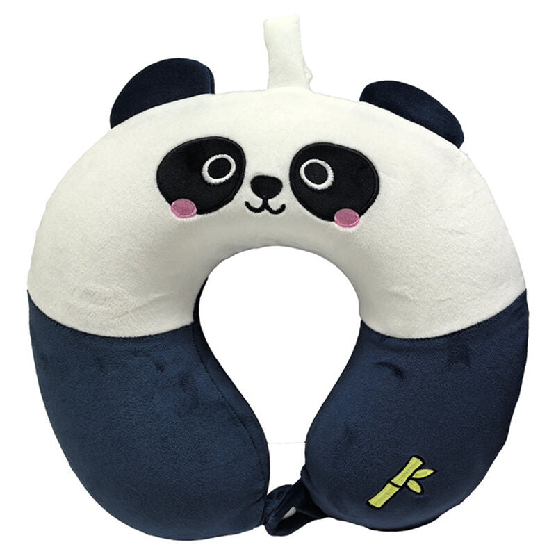 Almohada de viaje en U con diseño de panda blanco y azul marino