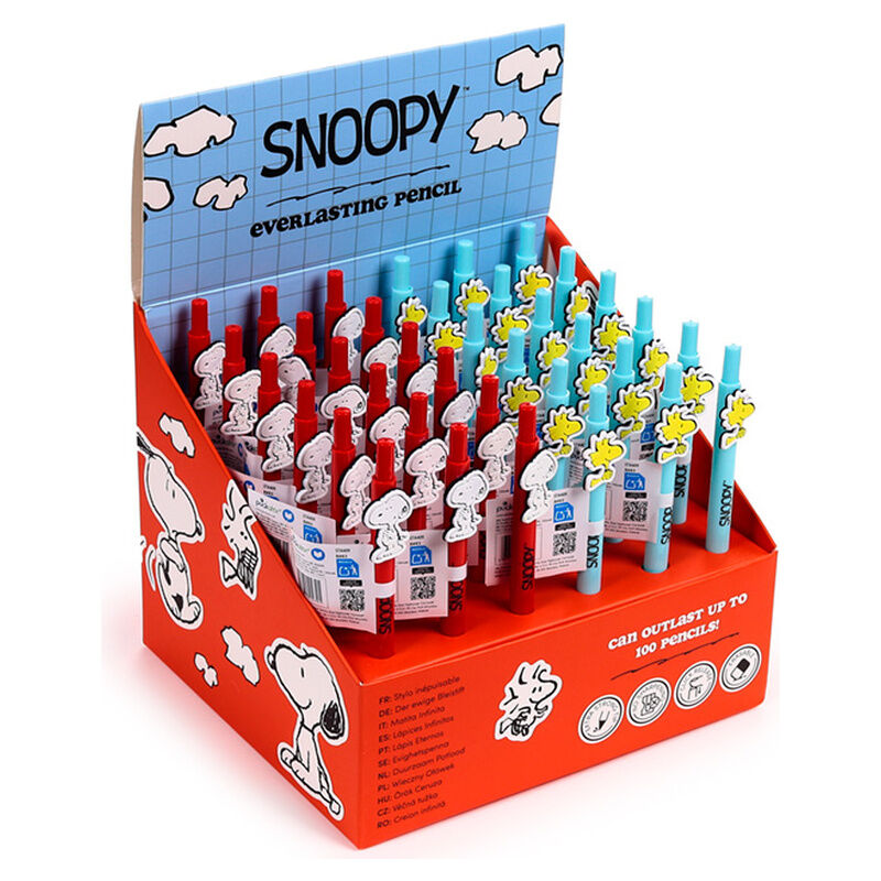 Lápices eternos Peanuts de Snoopy y Woodstock en rojo y azul claro