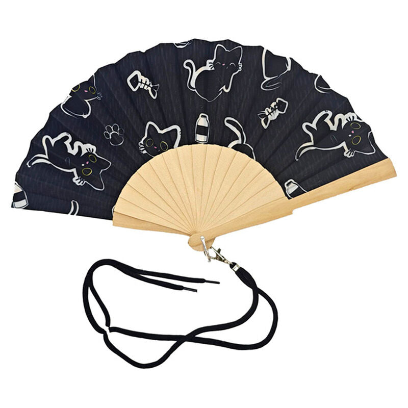 Abanico plegable PUCKATOR con estampado de gatos negros - 2