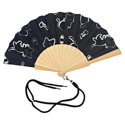 Abanico plegable PUCKATOR con estampado de gatos negros - 2