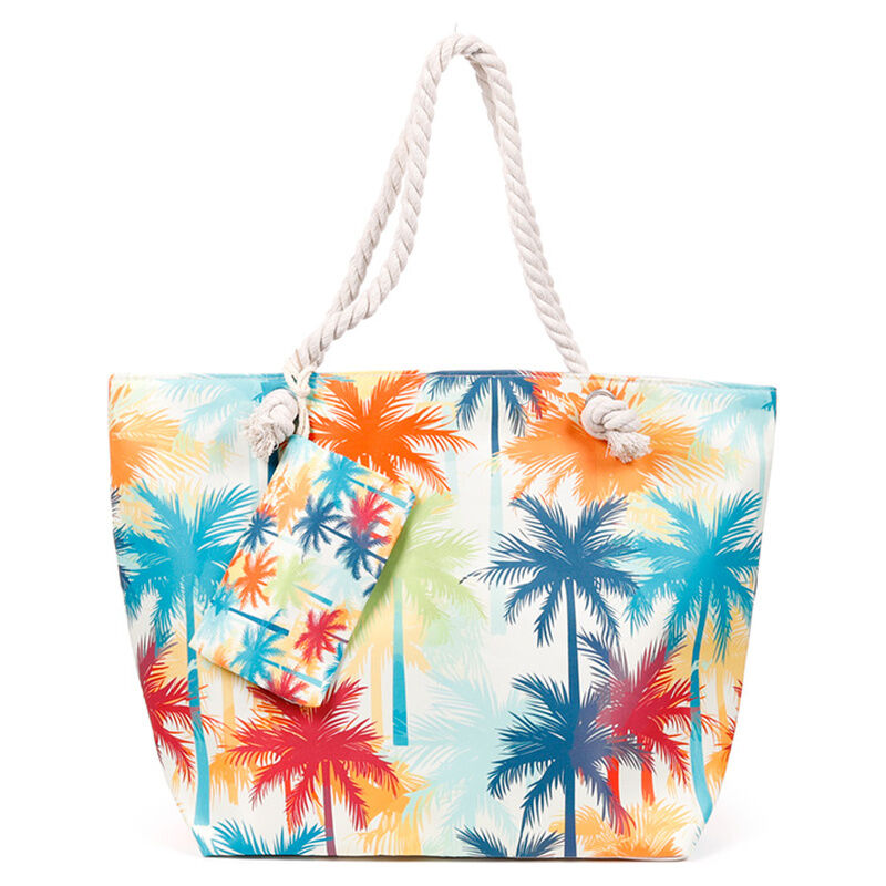 Bolsa de playa PUCKATOR con estampado multicolor de palmeras y neceser - 2