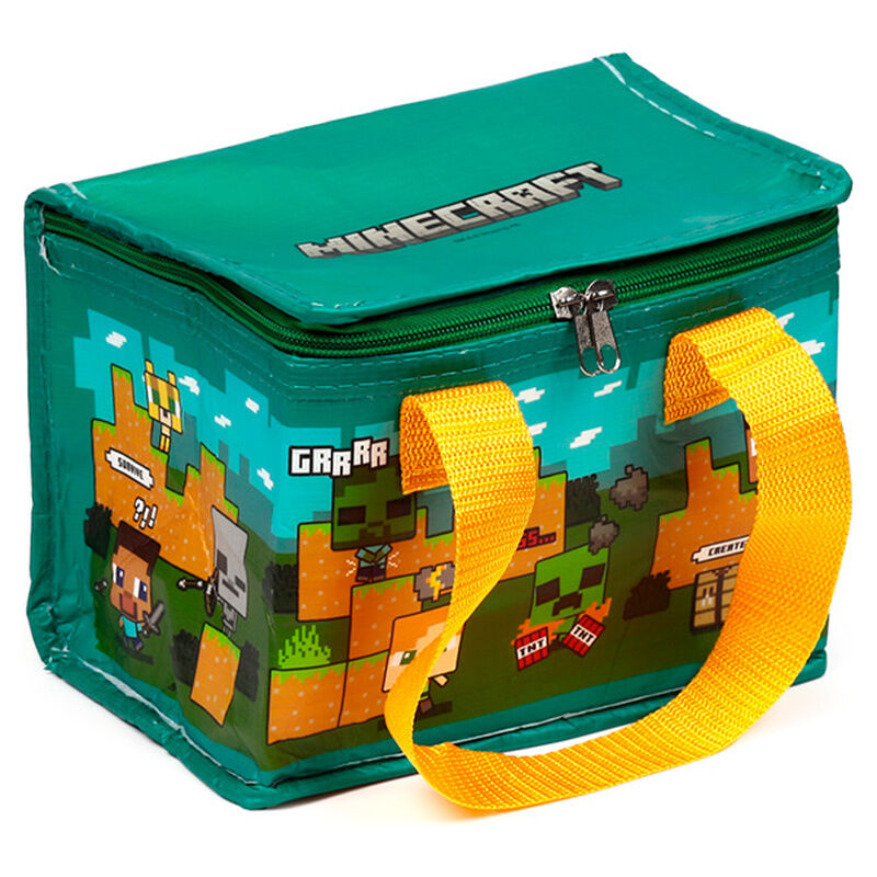 Bolsa térmica reutilizable de Minecraft con asas naranjas - 3
