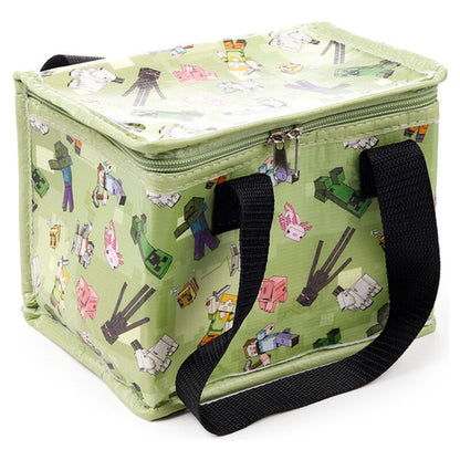 Bolsa térmica verde de Minecraft con cremallera y dos asas negras - 3