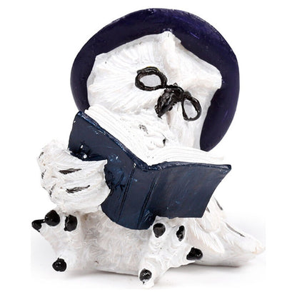 Figuras surtidas de búhos mágicos sabios de resina con libros - 3