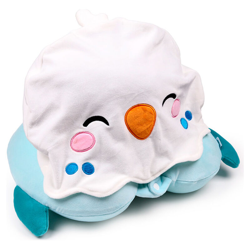 Almohada de viaje azul Kiki El Periquito con capucha blanca - 3